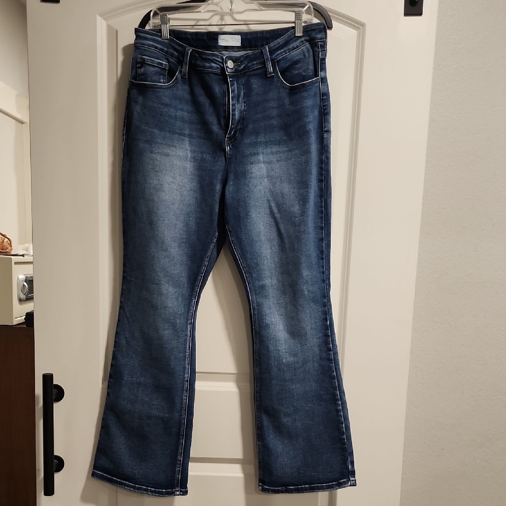 KanCan Blue Boot Cut Jeans with Distressed Details